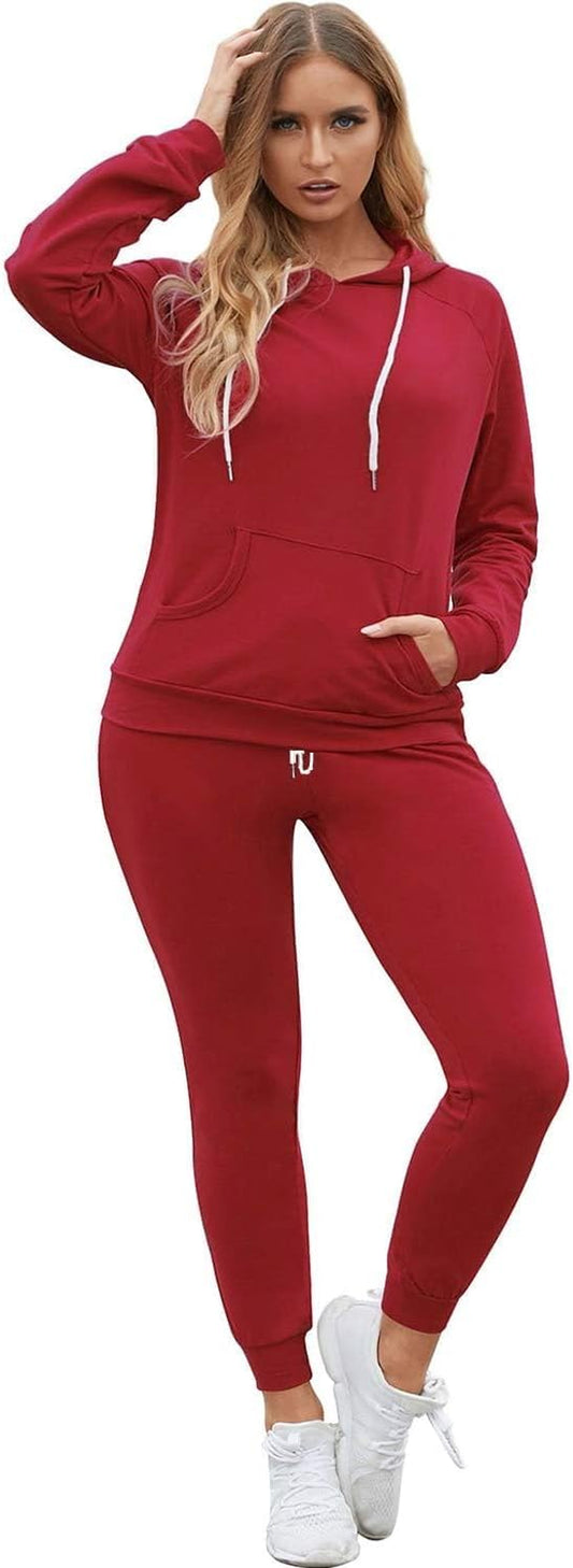 Women Pullover Hoodie Pockets Sweatpants Sport Jogger Sweatsuit